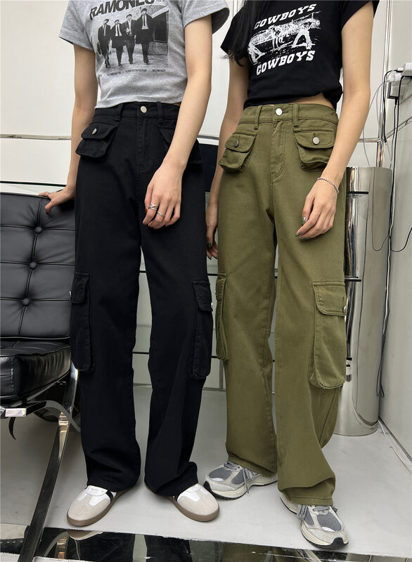 New in autumn!【T-PLATFORM】Personalized tooling loose jeans V8858# CQW