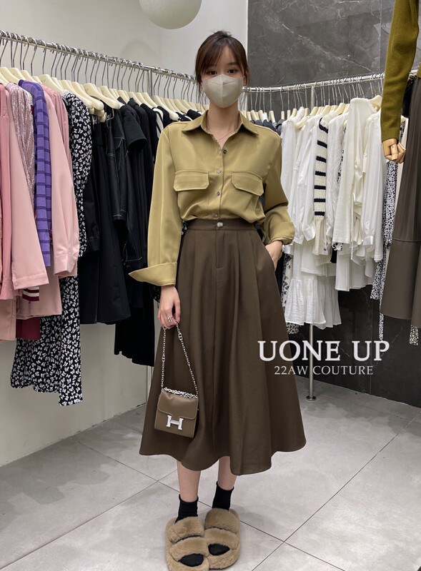 Autumn is new! [UONE] Korean version of the simple single-breasted shirt 98970# LSL