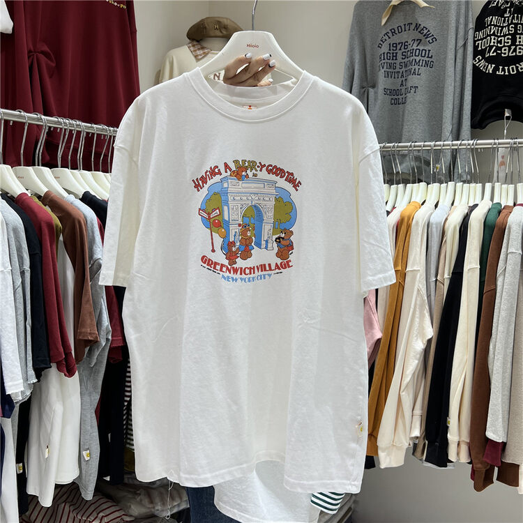 New in autumn! [RARA] Korean round neck bear print short-sleeved T-shirt 87159# LSL