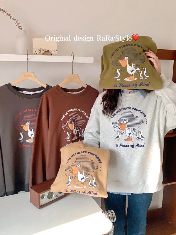 New in autumn! [RARA] Refueling duck pattern printed casual sweater 79322# LSL