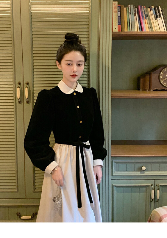 New in autumn!【L.L STUDIO】Fashionable slimming color matching dress 78085# PCZ