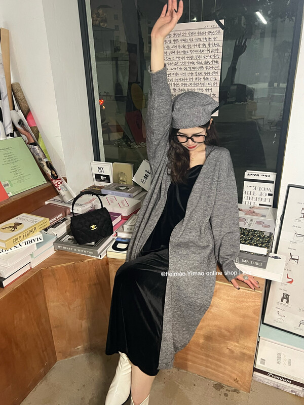 【FEI MAO】Retro Minimalist Velvet Long Sling Dress Z-5425# CQW