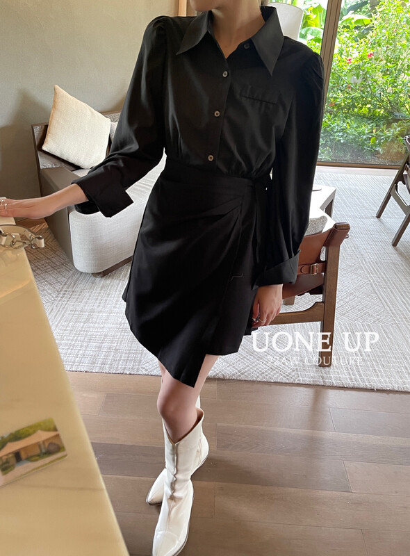 New in early autumn! [UONE] temperament commuter fake two-piece design dress 98816# LSL