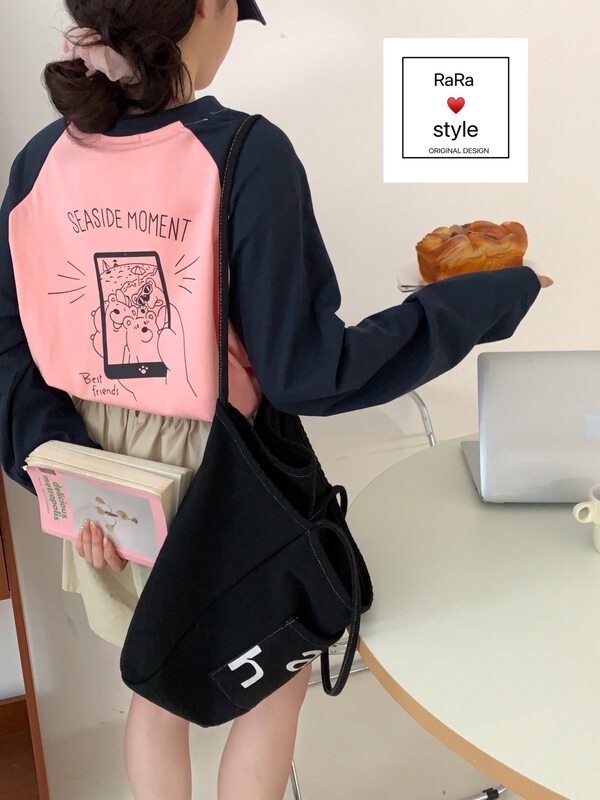 New in early autumn! [RARA] Color-blocked sleeves little bear long-sleeved T-shirt 79263# LSL