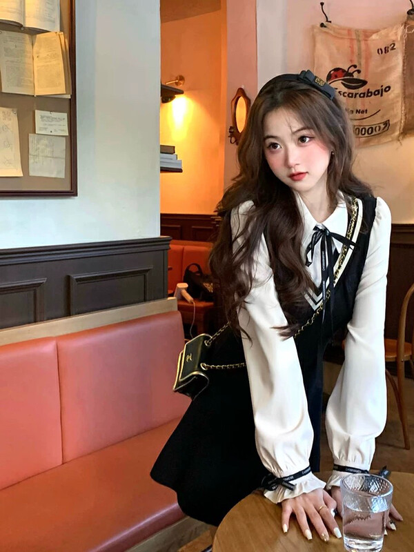 New in winter!【L.L STUDIO】College style contrast color stitching dress 78142# PCZ