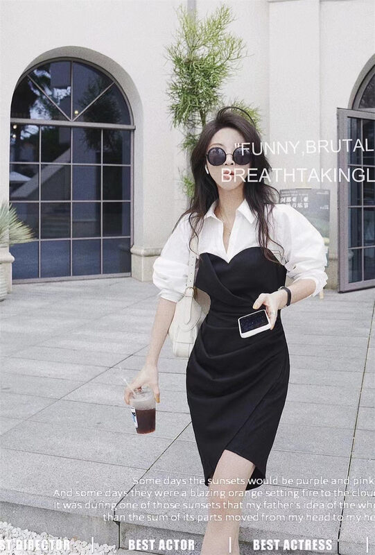 New autumn models!【LINNA】Fashionable slimming color matching all-match dress 6953# JJ