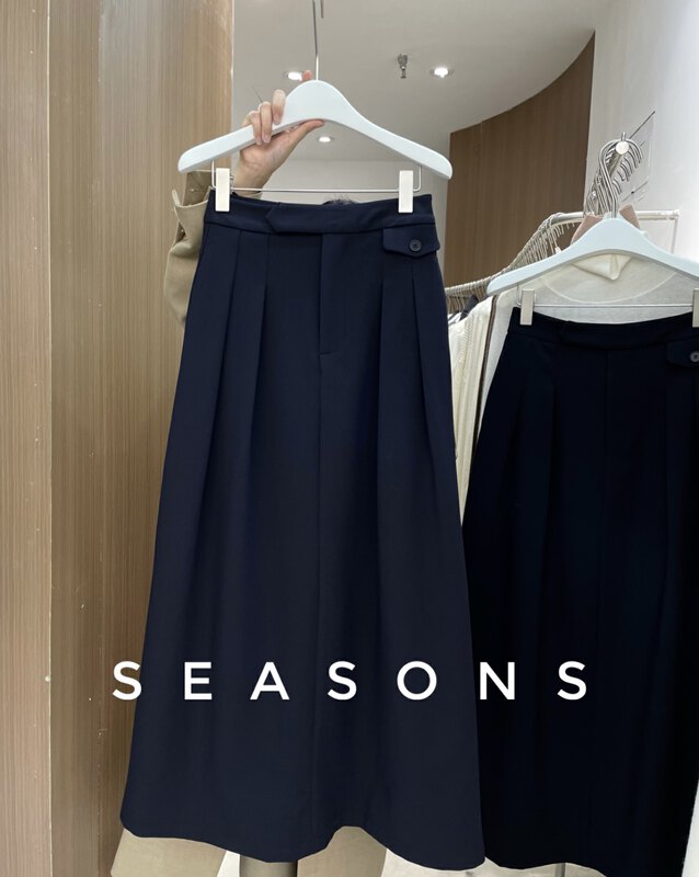 New in autumn!【SEASONS】High waist pleated slim skirt 66190# XYJ