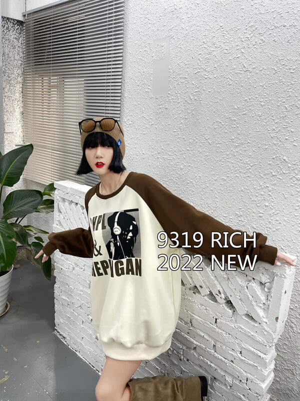 Original price 42.86! New for autumn! [9319] Korean loose round neck letter sweater 99001# L