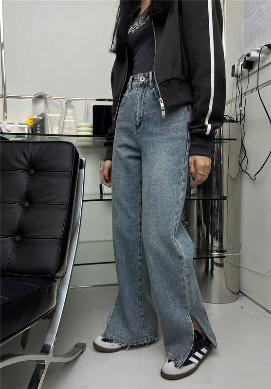 New for Autumn!【T-PLATFORM】Simple Loose Casual Versatile Jeans V8703# CQW