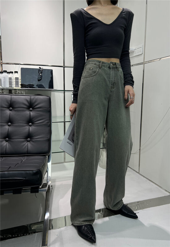 New in Autumn!【T-PLATFORM】Korean loose casual slimming jeans V8787# CQW