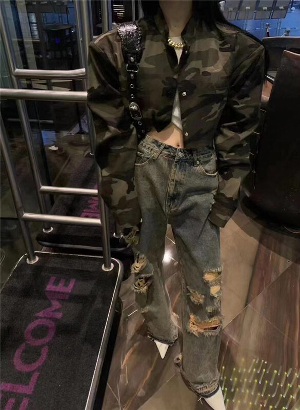 New in early autumn! [Yan Zhen] Korean fashion short camouflage short jacket 70277# PCZ