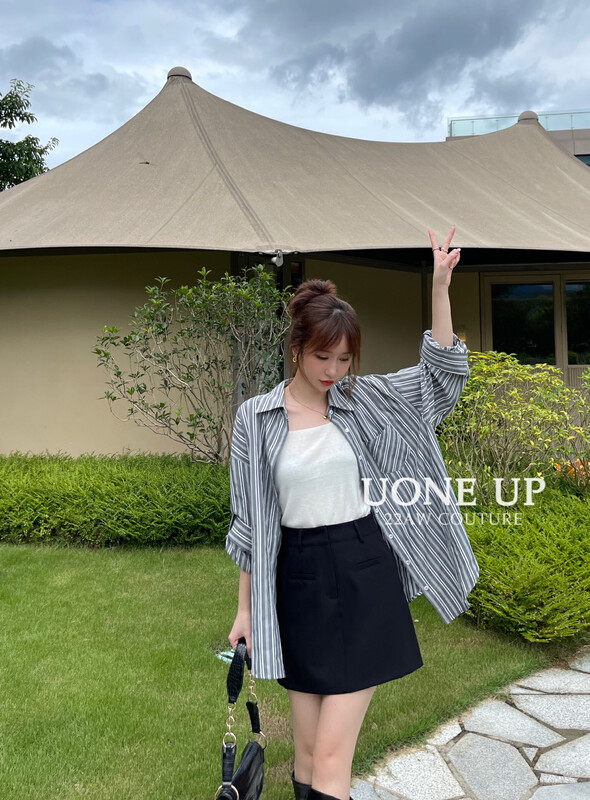 【UONE】Lazy loose striped shirt 98818# LSL