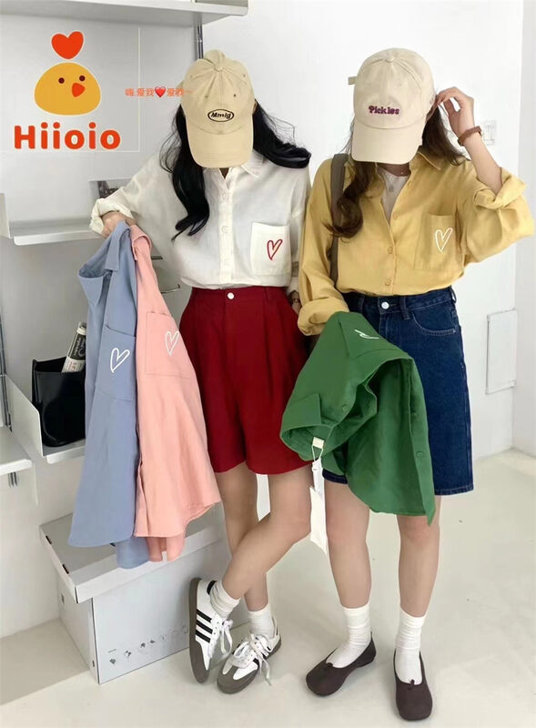 New in early autumn! [HIIOIO] Korean version of heart-shaped long-sleeved shirt 3723# LSL