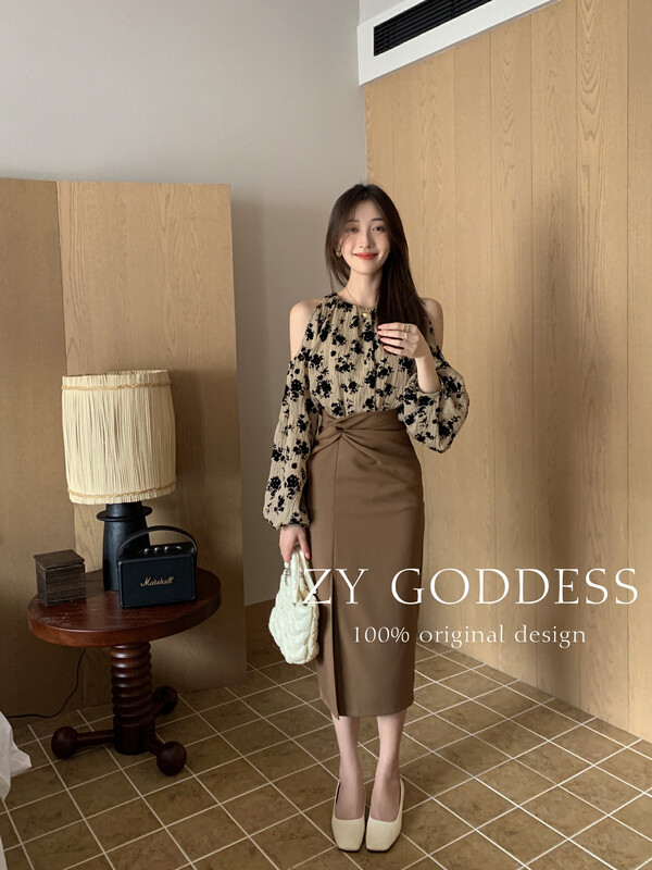 [ZY] scheming design knot slits slim suit skirt skirt 28098