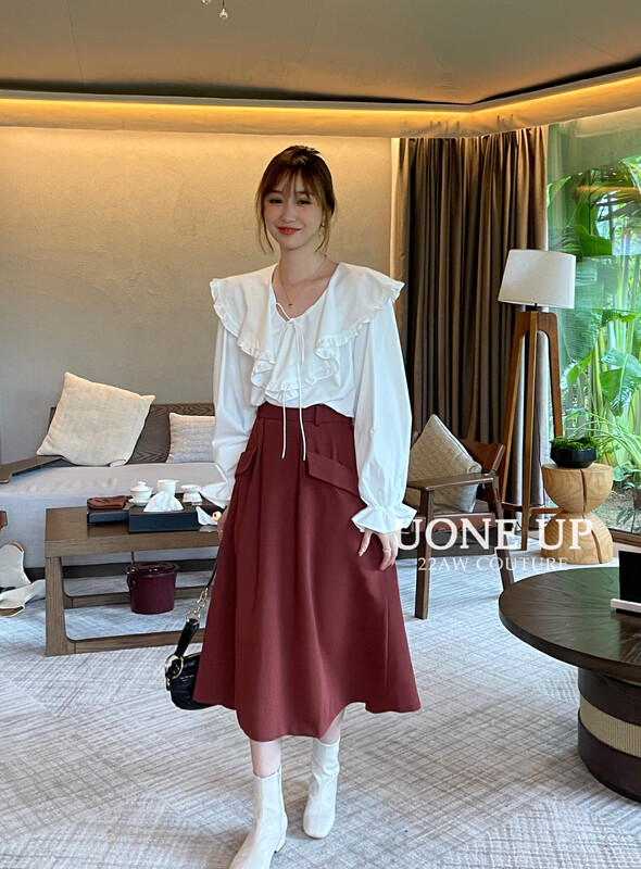 New in early autumn! [UONE] slim commuter double pocket high waist skirt 98820# LSL