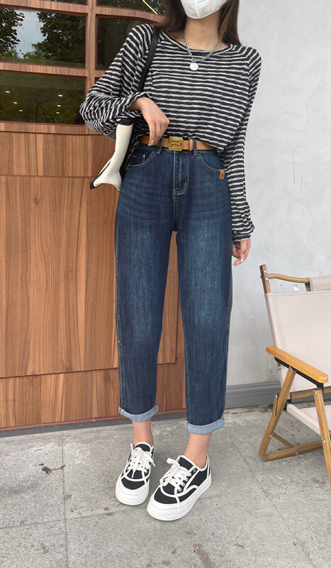 New in autumn! [Enxier] Korean version of all-match thin stretch harem jeans (with belt) K3118-1# FHX