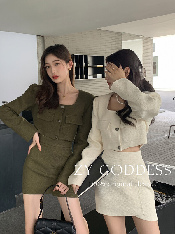 [ZY] Xiaoxiang celebrity style woven short coat high waist and slim hip half-body suit (slim and advanced) 18211