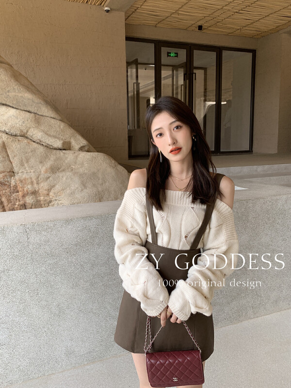 【ZY】Korean Line Neck Twist Sweater Knit Sweater E9802