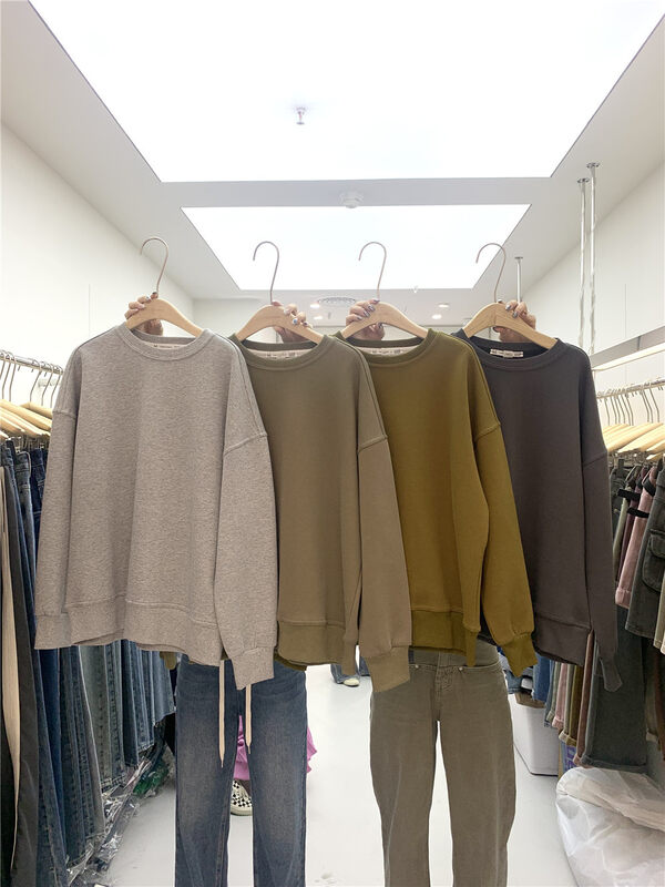 New in autumn!【T-PLATFORM】Simple solid color loose casual sweater 2889# CQW