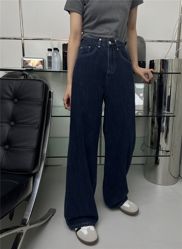 New in autumn!【T-PLATFORM】Korean loose wide-leg slimming jeans W6166# CQW