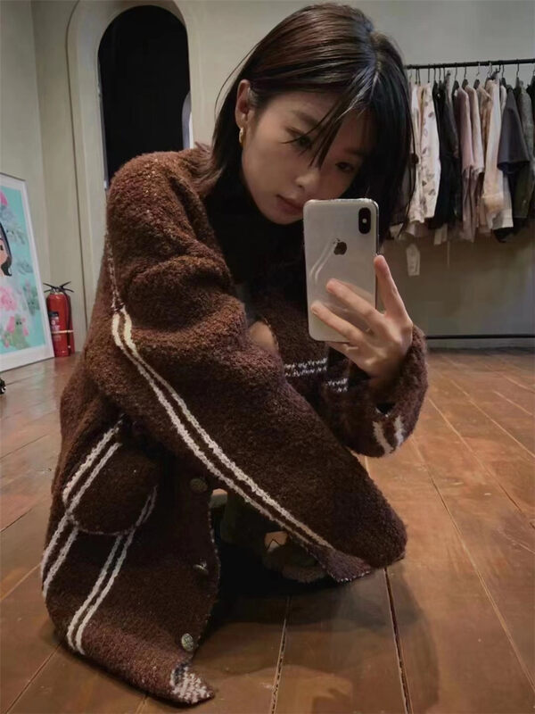 New in autumn! [Yan Zhen] Retro wild custom long-sleeved knitted cardigan 7607# PCZ