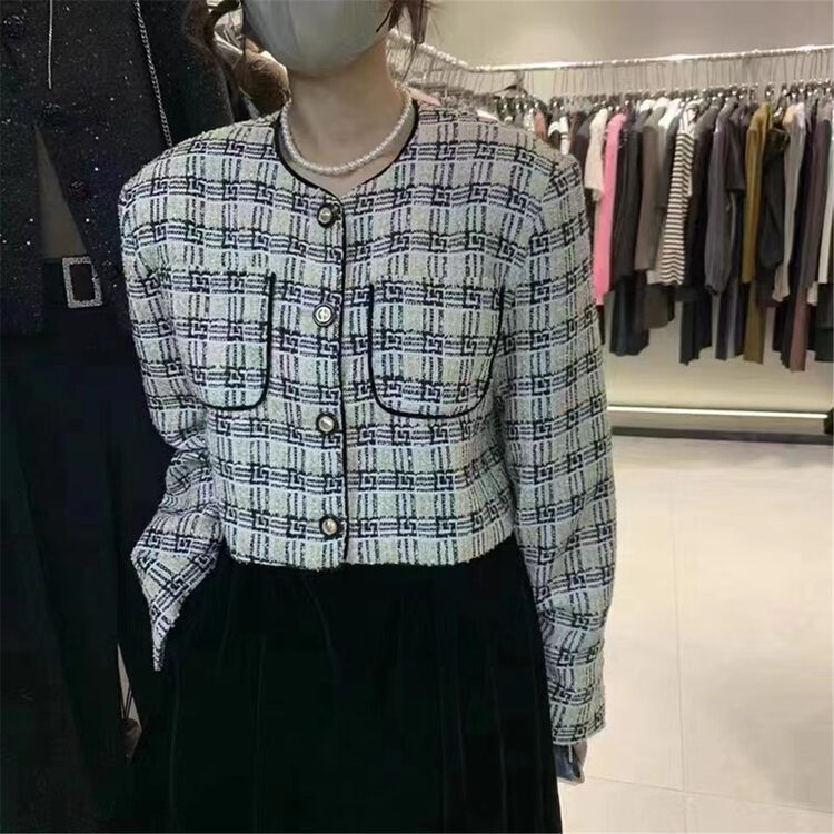 New in autumn! [Yan Zhen] Customized plaid small fragrance short coat 87660# PCZ