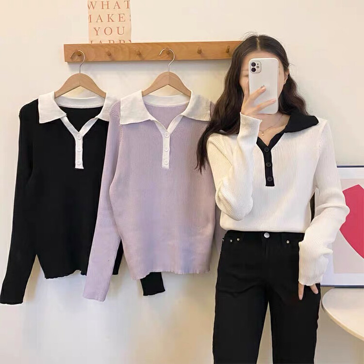 【F·P】Long Sleeve Pullover All-match Knit Sweater 19CX09# HBX