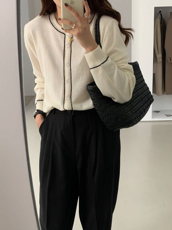 New in autumn! [WANNA] Korean version of simple single-breasted knitted cardigan 96122# ZXL
