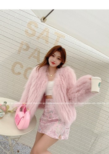 Haining  winter new Korean version of the net red Finnish fox fur knitted short net red young style fur coat women
