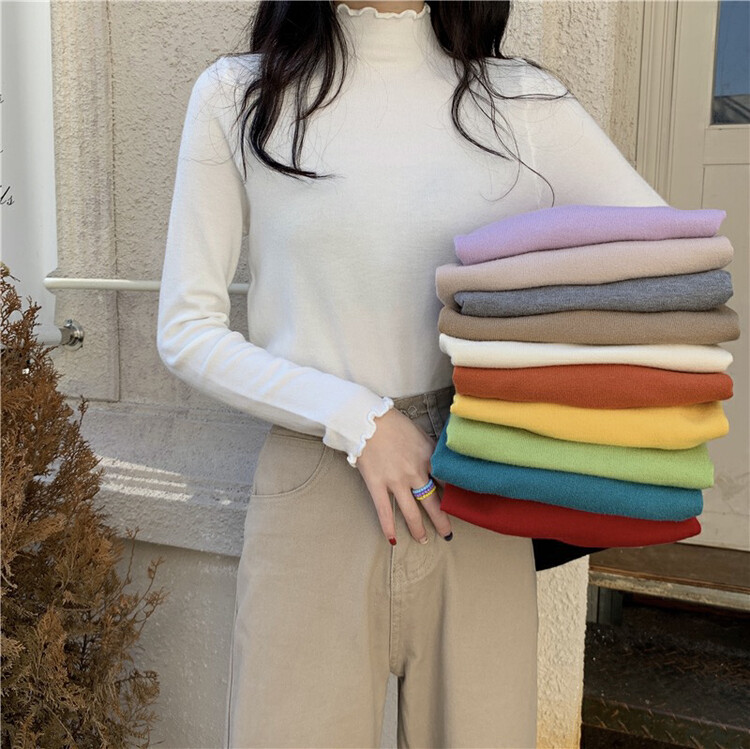 Autumn on the new![F · P] Solid color bottom sweater P017 # HBX