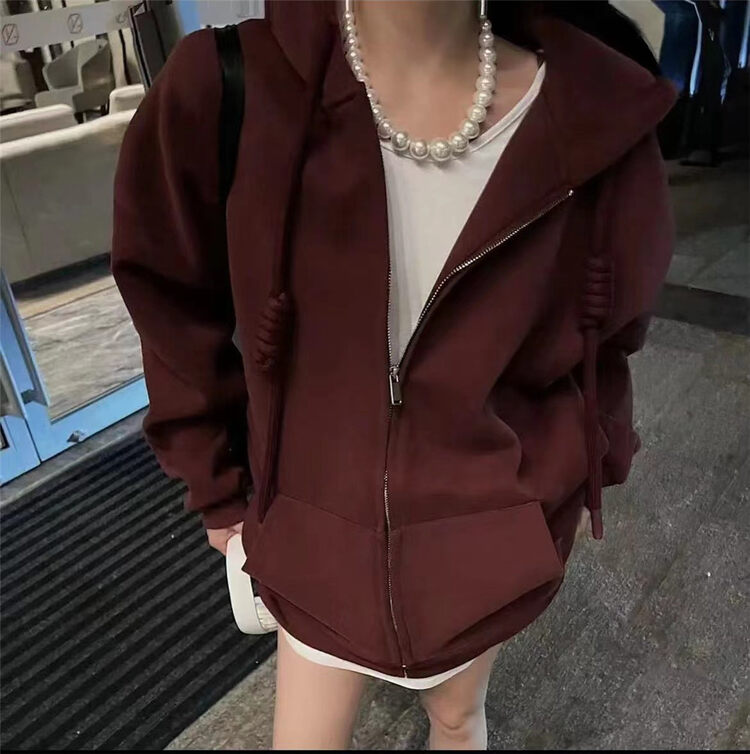 New in winter! [C.H.Z] hooded zipper long-sleeved sweater 91338# WTT