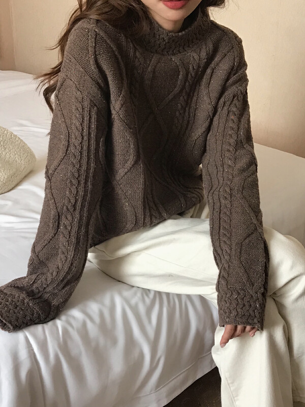 [LOVELY/SHMILY] Korean color mixed twist sweater M0822
