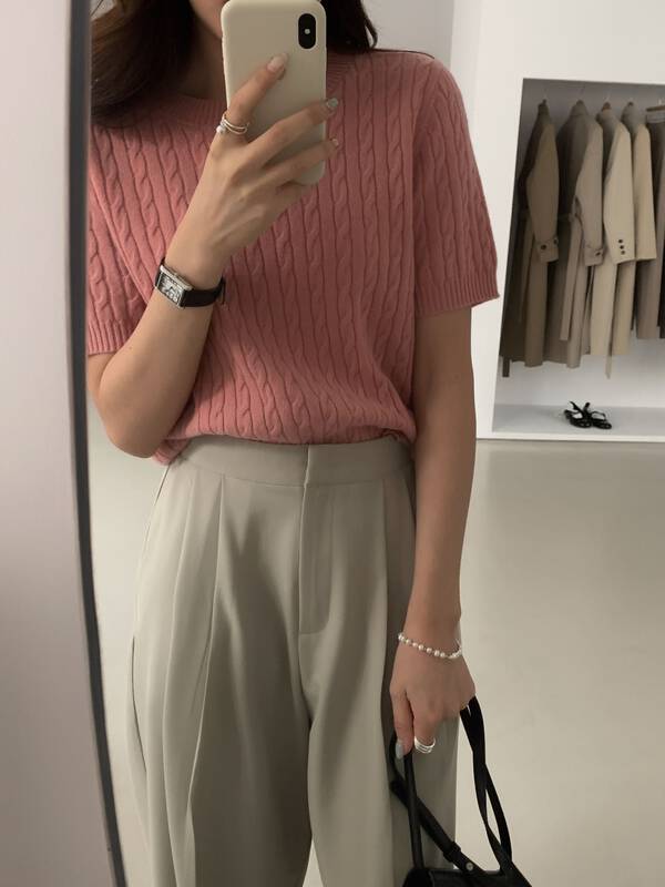 New in autumn! [WANNA] Twist round neck loose knitted sweater 96123# ZXL