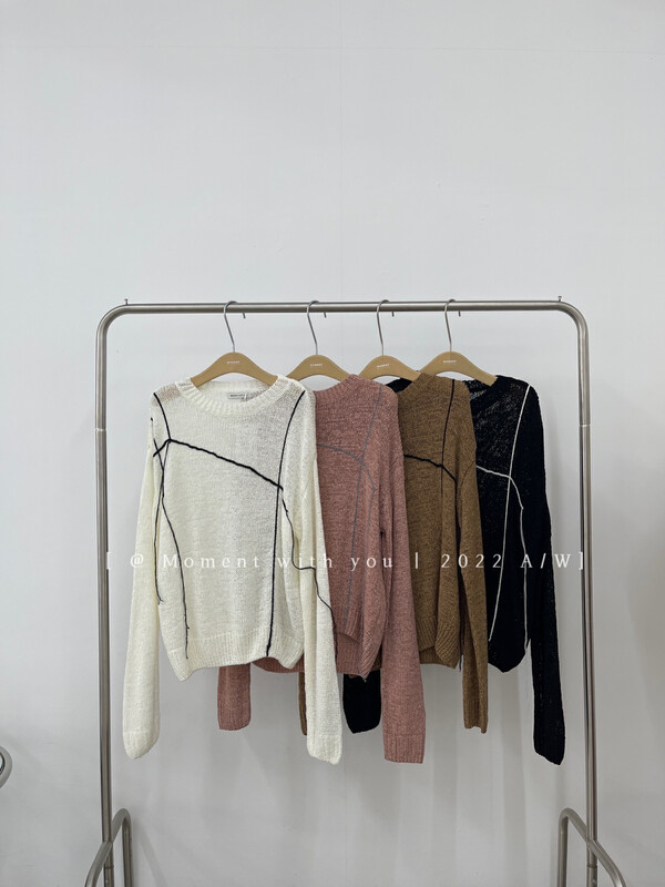 New in autumn!【MOMENT WITH YOU】Korean version of creative irregular line warm sweater 2M322# LSW