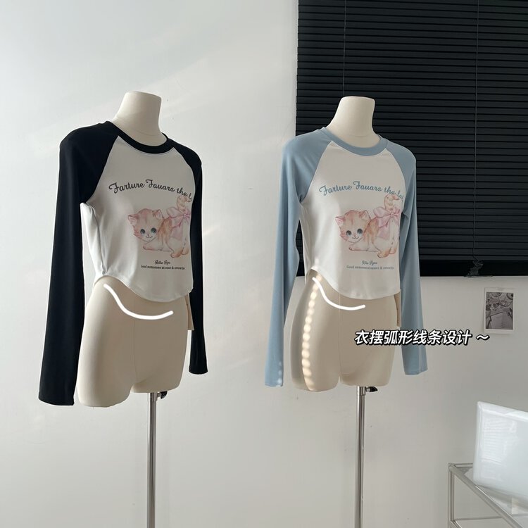 New for winter!  [Yi Kaoru] Letter Print Slim Fit Long Sleeve T-Shirt 0356# HYY