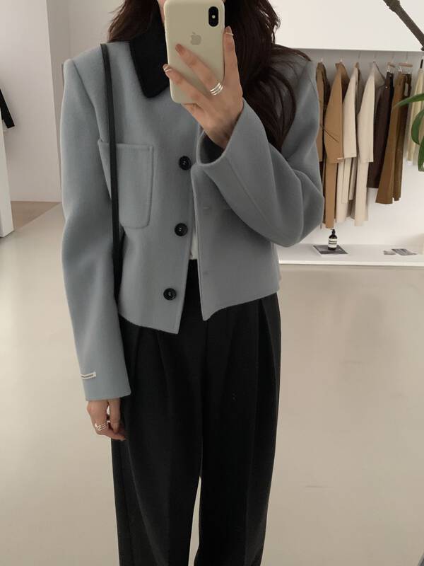 Autumn on the new![WANNA OUR] Temperament contrast color lapel short coat 229892 # ZXL