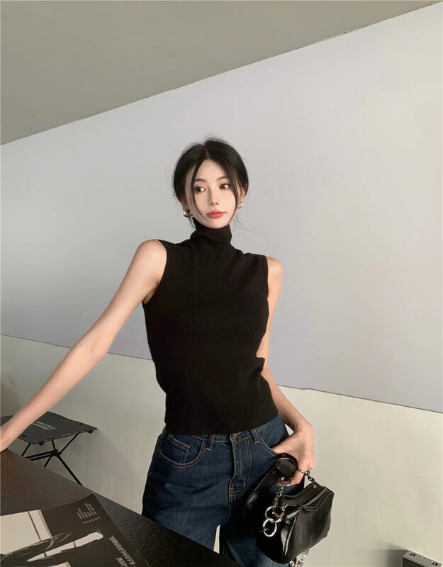New in autumn! [C.H.Z] Irregular all-match solid color vest/sling 07889# WTT