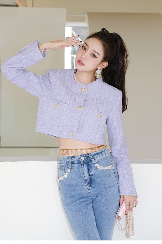 Autumn on the new![Ou Zhengsha] Small fragrant wind loose retro short coat 19071 # JJ