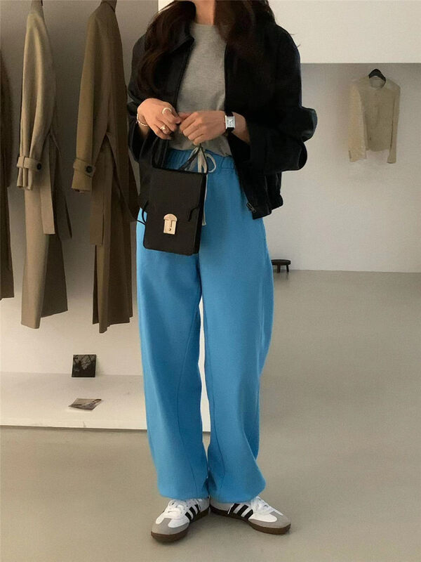 New in autumn! [WANNA] Korean style loose elastic waist casual pants 89622# ZXL
