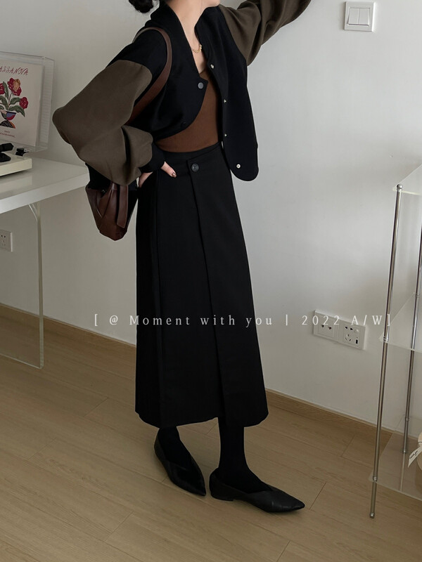 【MOMENT WITH YOU】Designed niche slit skirt 1351# LSW