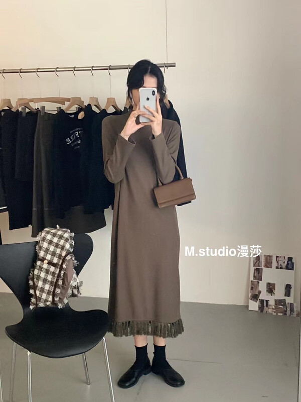 【MSTUDIO Mansha】Solid Color Versatile Korean Dress t503# HBX