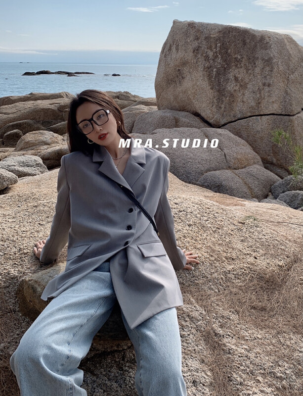 Original price 156.66! [MRA] Big-name design irregular placket casual suit XJ2168