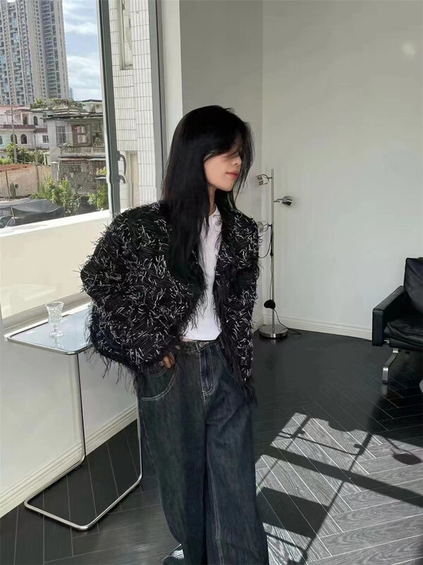 Autumn is new! [C.H.Z] Korean version of the long-sleeved fringed short jacket 78150# WTT