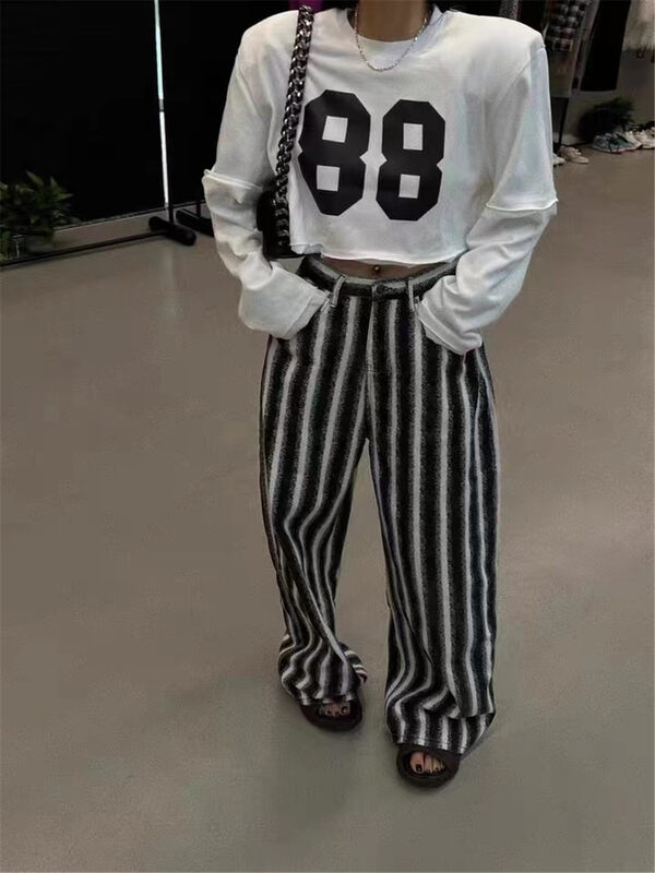 New in autumn! [C.H.Z] Striped all-match Korean casual pants 91310# WTT