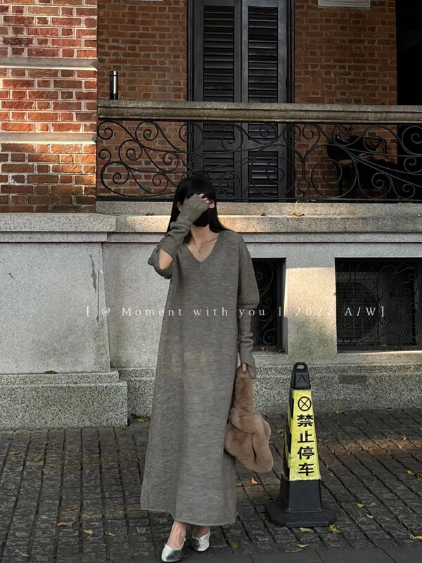 Autumn on the new![MOMENT WITH YOU] Loose straight tube Sweater dress yh088 # LSW