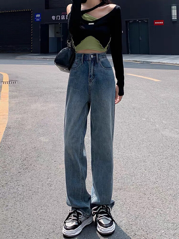 New in autumn! [Huaxi] High-waisted straight-leg comfortable jeans 9800# PCZ