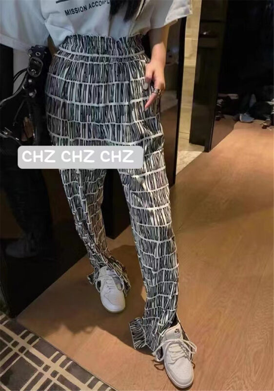 New in early autumn! [C.H.Z] Korean high waist pattern casual pants 91229# WTT