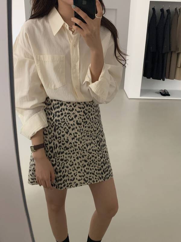 New in autumn! [WANNA] Leopard Print Personality Skirt 89518# ZXL