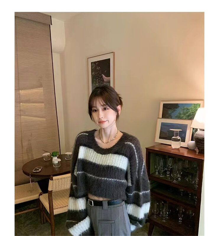 Autumn is new! [C.H.Z] long-sleeved all-match striped sweater 00743# WTT