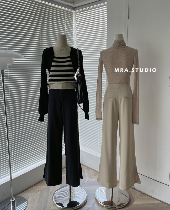 Original price 66.55! [MRA] Big-name simple side slit high waist straight trousers LP99028